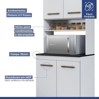 Cozinha Completa 14 Portas 3 Gavetas Atenas Kaiki Moveis Branco