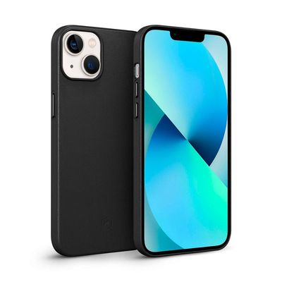 Kit Capa Couro Dual Preta e Pelicula Coverage 5D Pro Preta para iPhone 13 - Gshield