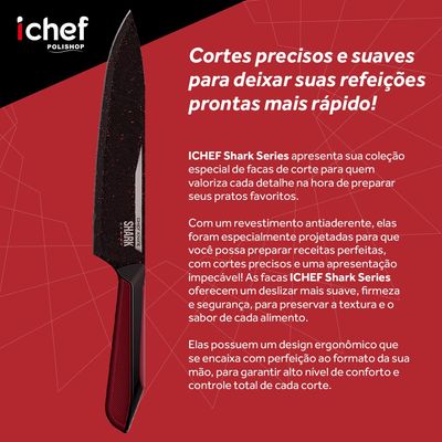 Conjunto de Facas Ichef Polishop - Professional Cut - Shark Series - Red | Ichef