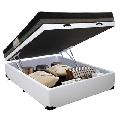 Cama Baú Casal Sintético + Colchão Casal Ortobom Iso Dupla Face 60x138x188 branco