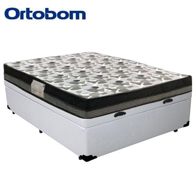 Cama Baú Casal Sintético + Colchão Casal Ortobom Iso Dupla Face 60x138x188 branco