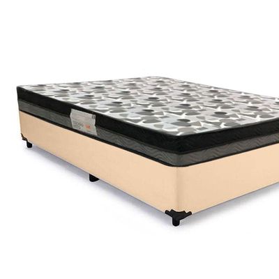 Cama Box Casal Sintético + Colchão Casal Ortobom Iso Dupla Face 60x138x188 bege