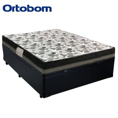 Cama Baú Casal Sintético + Colchão Casal Ortobom Iso Dupla Face 60x138x188 preto