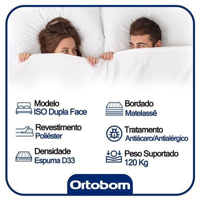 Cama Baú Casal Sintético + Colchão Casal Ortobom Iso Dupla Face 60x138x188 bege