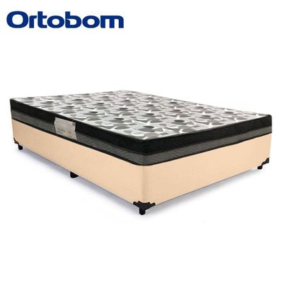 Cama Box Casal Sintético + Colchão Casal Ortobom Iso Dupla Face 60x138x188 bege