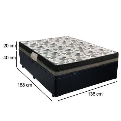 Cama Baú Casal Sintético + Colchão Casal Ortobom Iso Dupla Face 60x138x188 preto