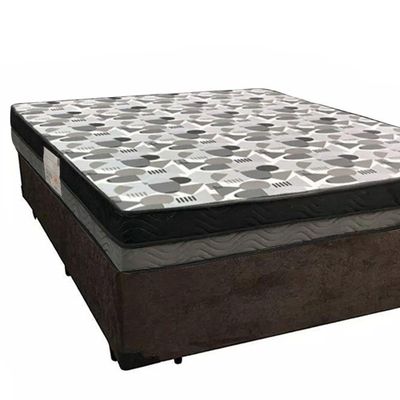 Cama Box Casal Suede + Colchão Casal Ortobom Iso Dupla Face 60x138x188 marrom
