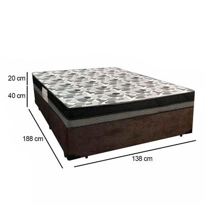 Cama Box Casal Suede + Colchão Casal Ortobom Iso Dupla Face 60x138x188 marrom