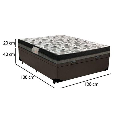 Cama Baú Casal Sintético + Colchão Casal Ortobom Iso Dupla Face 60x138x188 marrom