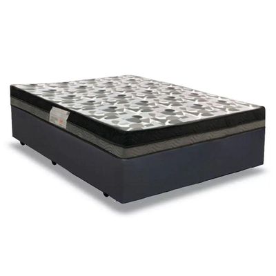 Cama Box Casal Sintético + Colchão Casal Ortobom Iso Dupla Face 60x138x188 cinza