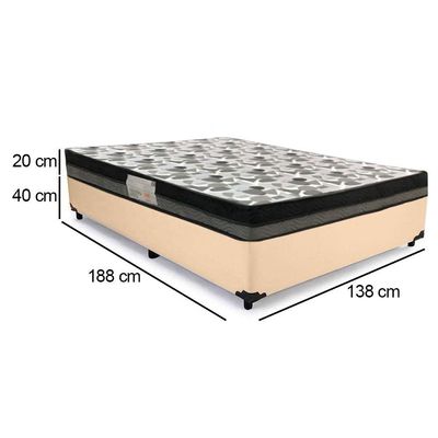Cama Box Casal Sintético + Colchão Casal Ortobom Iso Dupla Face 60x138x188 bege