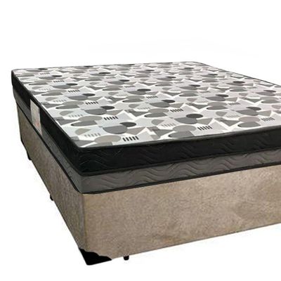 Cama Box Casal Suede + Colchão Casal Ortobom Iso Dupla Face 60x138x188 bege