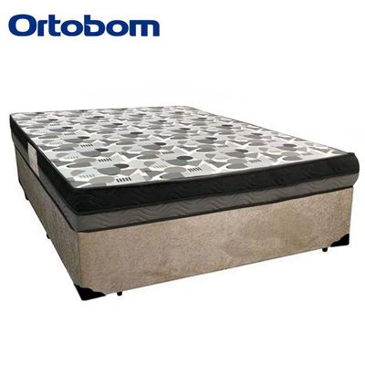 Cama Box Casal Suede + Colchão Casal Ortobom Iso Dupla Face 60x138x188 bege