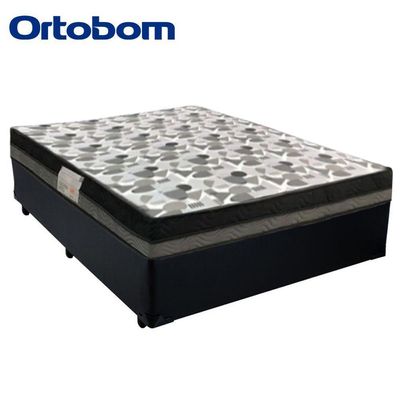 Cama Box Casal Sintético + Colchão Casal Ortobom Iso Dupla Face 60x138x188 preto