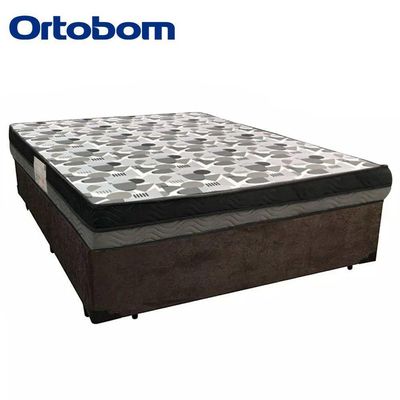Cama Box Casal Suede + Colchão Casal Ortobom Iso Dupla Face 60x138x188 marrom