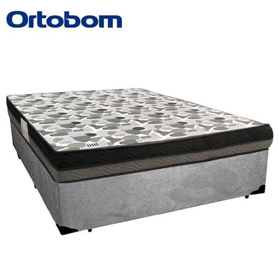Cama Box Casal Suede + Colchão Casal Ortobom Iso Dupla Face 60x138x188 cinza