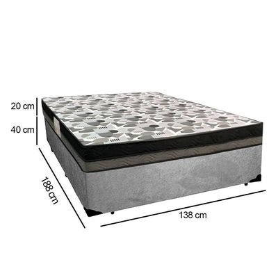 Cama Box Casal Suede + Colchão Casal Ortobom Iso Dupla Face 60x138x188 cinza