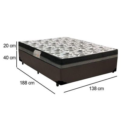 Cama Box Casal Sintético + Colchão Casal Ortobom Iso Dupla Face 60x138x188 marrom