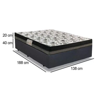 Cama Box Casal Sintético + Colchão Casal Ortobom Iso Dupla Face 60x138x188 cinza