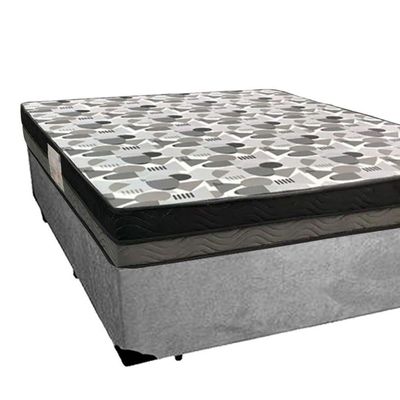 Cama Box Casal Suede + Colchão Casal Ortobom Iso Dupla Face 60x138x188 cinza