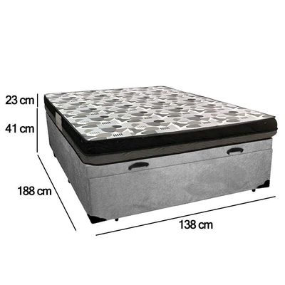 Cama Baú Casal Suede + Colchão Casal Ortobom Iso Dupla Face 60x138x188 cinza