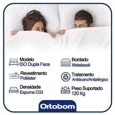 Cama Baú Casal Suede + Colchão Casal Ortobom Iso Dupla Face 60x138x188 cinza
