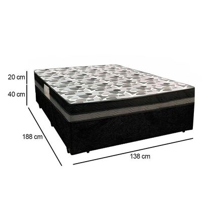 Cama Box Casal Suede + Colchão Casal Ortobom Iso Dupla Face 60x138x188 preto