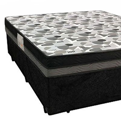Cama Box Casal Suede + Colchão Casal Ortobom Iso Dupla Face 60x138x188 preto