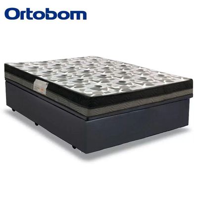 Cama Baú Casal Sintético + Colchão Casal Ortobom Iso Dupla Face 60x138x188 cinza