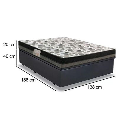 Cama Baú Casal Sintético + Colchão Casal Ortobom Iso Dupla Face 60x138x188 cinza