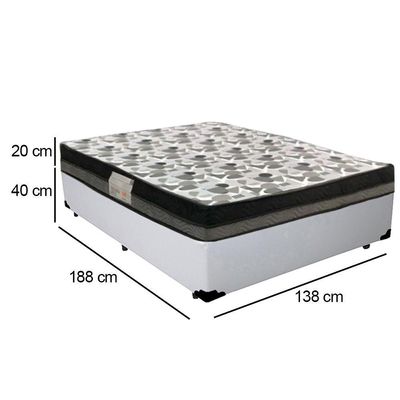 Cama Box Casal Sintético + Colchão Casal Ortobom Iso Dupla Face 60x138x188 branco