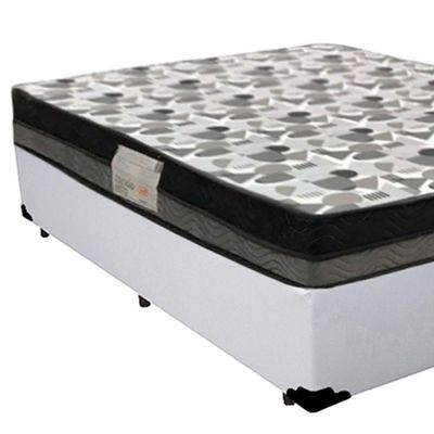 Cama Box Casal Sintético + Colchão Casal Ortobom Iso Dupla Face 60x138x188 branco