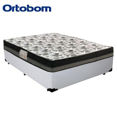 Cama Box Casal Sintético + Colchão Casal Ortobom Iso Dupla Face 60x138x188 branco