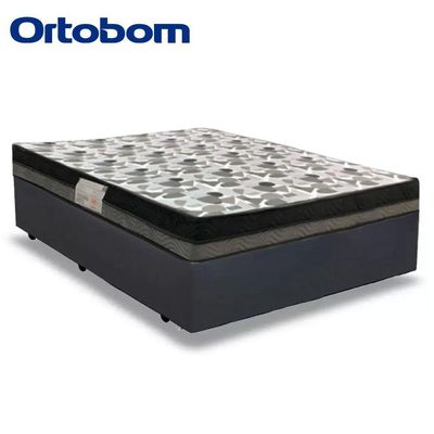 Cama Box Casal Sintético + Colchão Casal Ortobom Iso Dupla Face 60x138x188 cinza