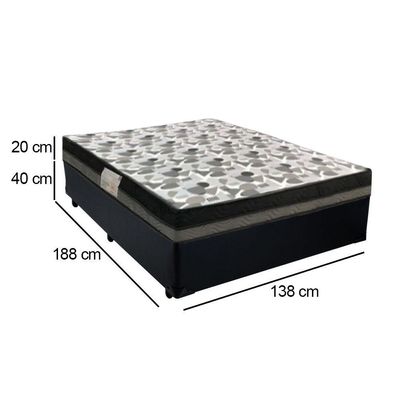 Cama Box Casal Sintético + Colchão Casal Ortobom Iso Dupla Face 60x138x188 preto
