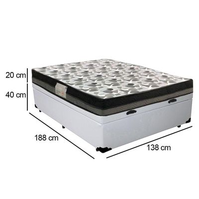 Cama Baú Casal Sintético + Colchão Casal Ortobom Iso Dupla Face 60x138x188 branco