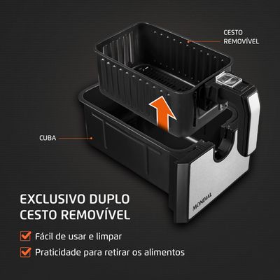 Fritadeira Air Fryer Dual Duplo Cesto 8L Mondial AFD-01-BI 110