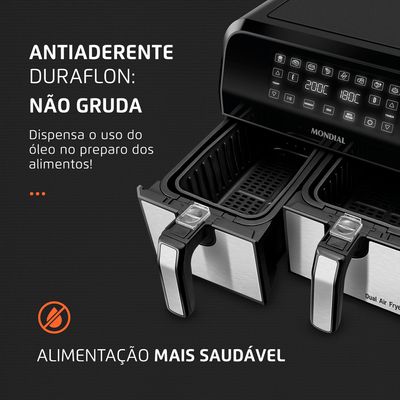 Fritadeira Air Fryer Dual Duplo Cesto 8L Mondial AFD-01-BI 110