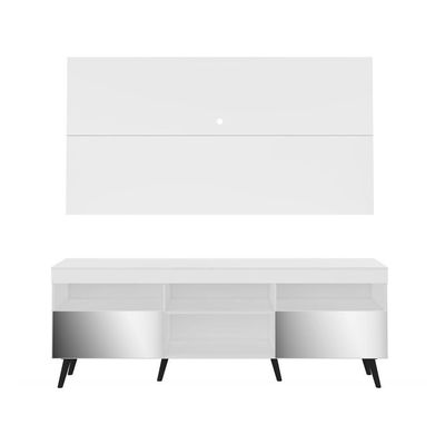 Rack com Painel TV até 65" Espelho e Pés Retrô Multimóveis