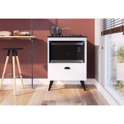 Balcão Porta Basculante Forno Cooktop 4 Bocas Bogotá Branco