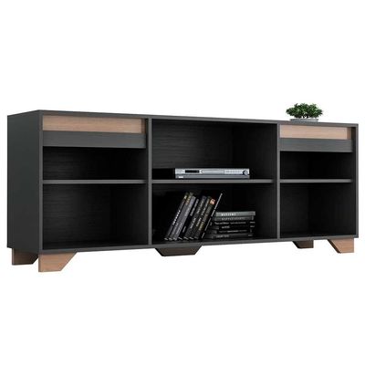 Rack com Estante 4 Prateleiras em Mdp Grafite com Siena