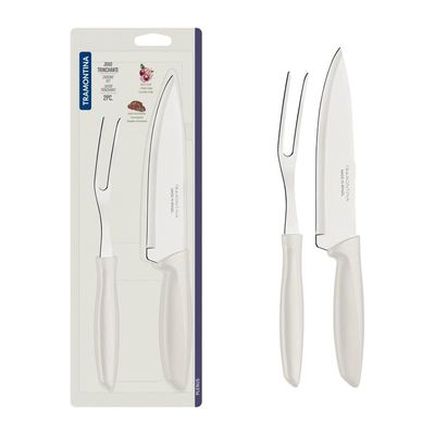 Jogo Trinchante Inox 2 Pçs Plenus Branco Tramontina