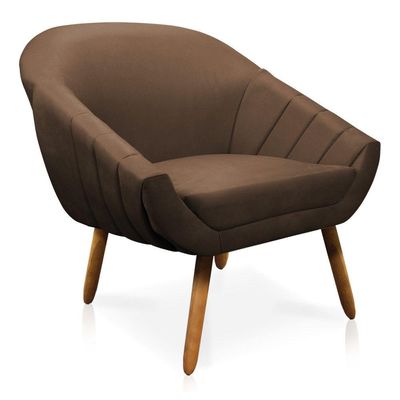 Kit 01 Namoradeira 02 Lugares e 02 Poltronas Giovana Suede Castanho Marrom