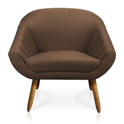 Kit 01 Namoradeira 02 Lugares e 02 Poltronas Giovana Suede Castanho Marrom