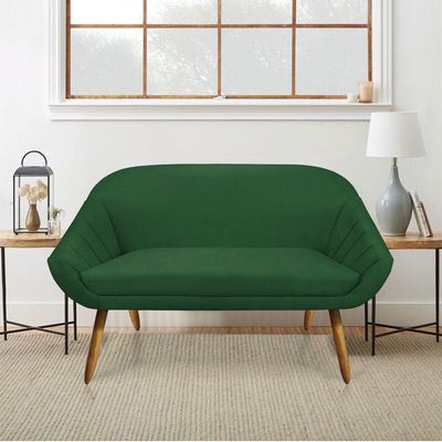 Kit 01 Namoradeira 02 Lugares e 02 Poltronas Giovana Suede Castanho Verde