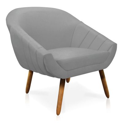 Kit 01 Namoradeira 02 Lugares e 02 Poltronas Giovana Suede Castanho Cinza