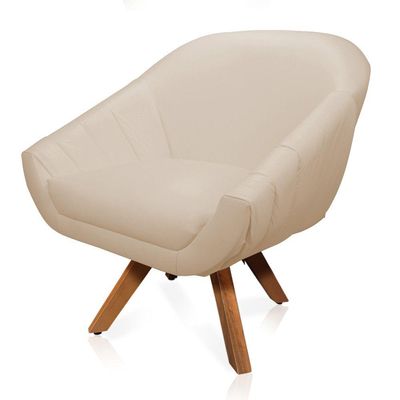 Poltrona Giratória Giovana Corino Base Madeira Mm30