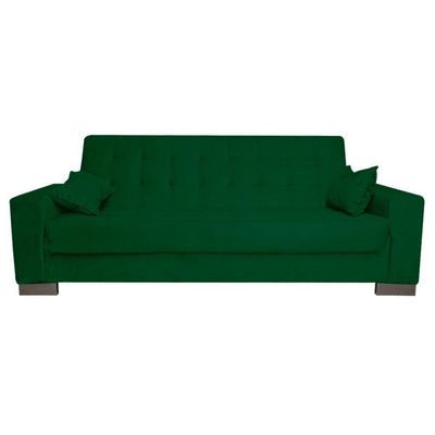 Sofá Cama 2 Lugares para Sala de Estar Lisboa Suede Verde
