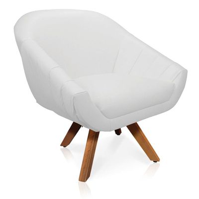 Poltrona Giratória Giovana Corino Base Madeira Mm30