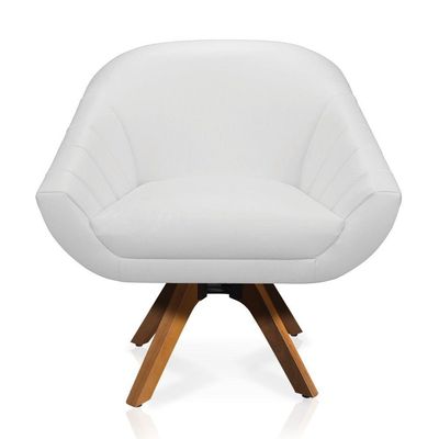 Poltrona Giratória Giovana Corino Base Madeira Mm30